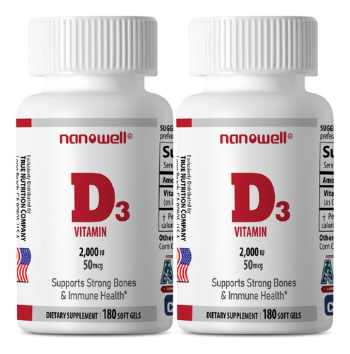 Nanowell Vitamina D3 2000 Iu Suplemento Inmune 360 Cápsulas