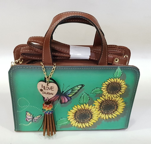 Linda Bolsa De Piel Natural Hecha Artesanal Mariposa Pintada