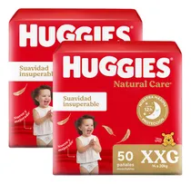 Comprar Pañales Premium Huggies Natural Care Más Suave Pack X2 Un Género Sin Género Tamaño Extra Extra Grande (xxg)