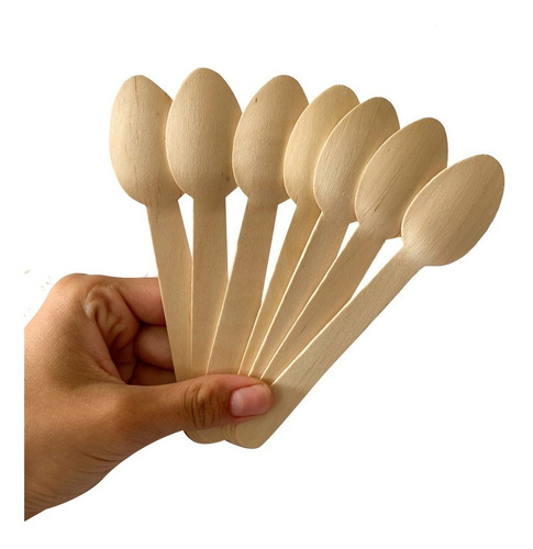 Imagen 2 de 9 de Cucharitas Madera Ecológicos Descartables X 100un / Palermo