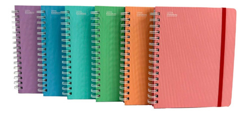 6 Libretas Arcoíris Pastel Cuadro 7mm C/cinta 100 Hojas