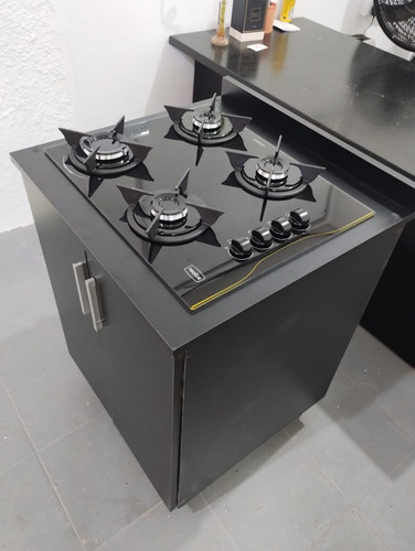 Anafe Premium Realce 4 Hornallas Con Mueble Negro Negro