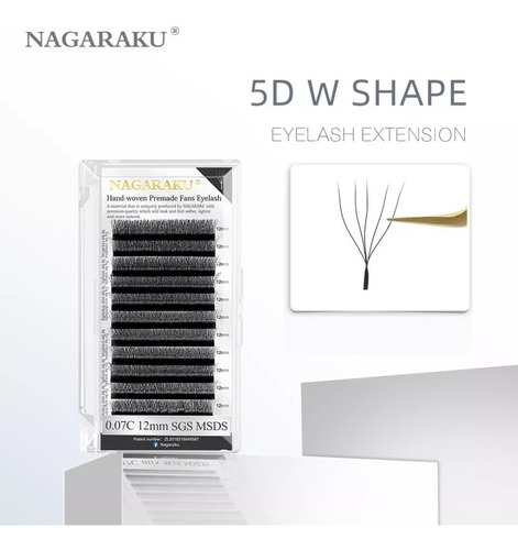 Nagaraku Extensiones De Pestañas 5d W Shape 