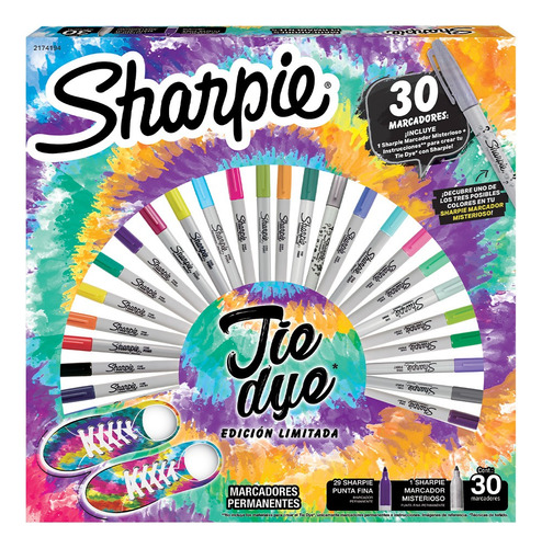 Ruleta Caja 30 Marcadores Tie Dye Sharpie Punta Fina