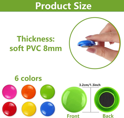 Imanes De Oficina, 12 Piezas Coloridas Redondas Para Refrige