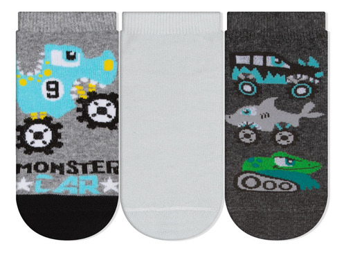 Kit 3 Pares De Meia Infantil Menino Rovitex Cinza