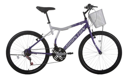 Bicicleta Feminina Aro 24 Houston 7 Velocidades Bike Mulher Cor Violeta