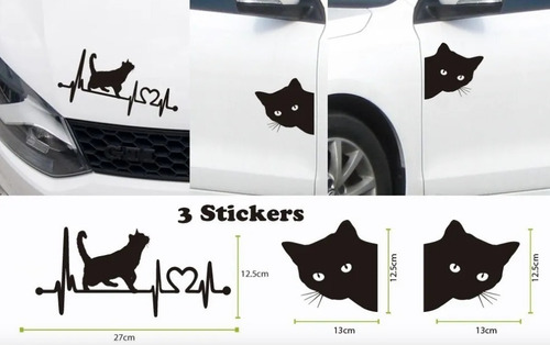 Sticker Para Auto 2 Caras De Gato Y Gato Caminado Frecuencia