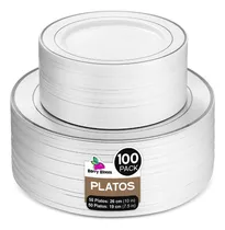 Comprar Berry Bloom Platos Circulares Desechables Elegantes, Vajilla Plástico Fiesta, aspecto de Porcelana, Ideal para Bodas, Fiestas, Resistente y Duradero (150 platos de 19 cm\u002F150 platos de 26 cm)