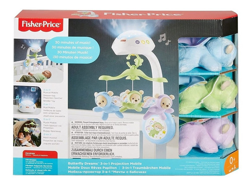 Imagen 2 de 9 de Móvil De Cuna Fisher Price 3 En 1 + Luz Nocturna Y Música