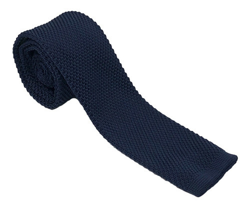 Corbata Vestir Tejida Moda Hombre Poliéster Premium Sarosa Color Azul marino