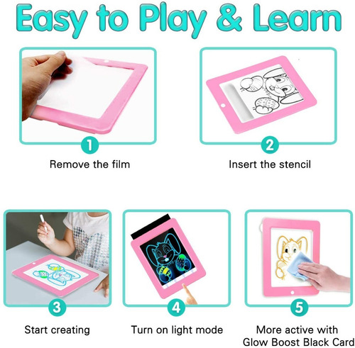 Imagen 5 de 7 de Pizarra Magic Pad Tablet Luces Led Original