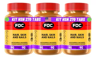Kit 3 Hair Skin & Nails 90 Comprimidos Fdc Vitaminas Eua