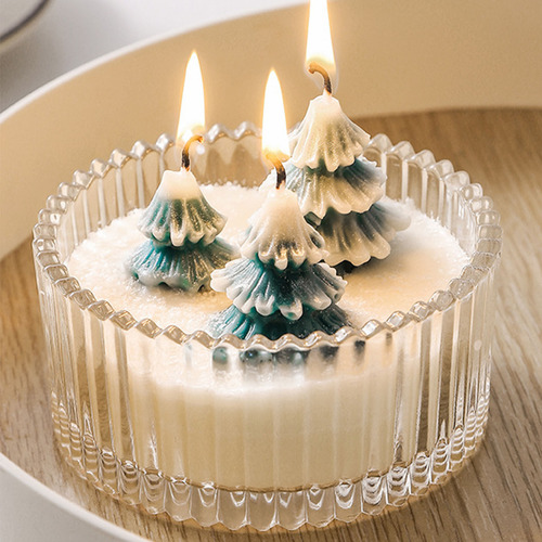 Vela Perfumada Con Árbol De Navidad Y Bosque, Vela De Invier