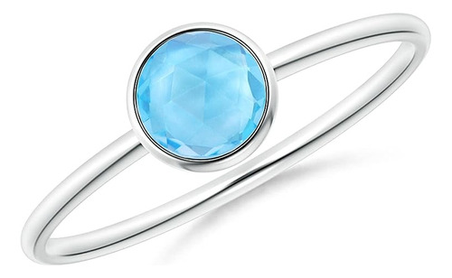 Anillo Solitario Topacio Azul Suizo Para Mujeres Y Niñas En