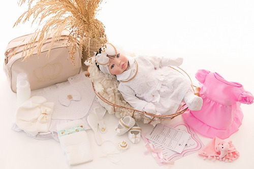 Boneca Barata Bebe Menina Verdade Reborn 16 Itens Cílios