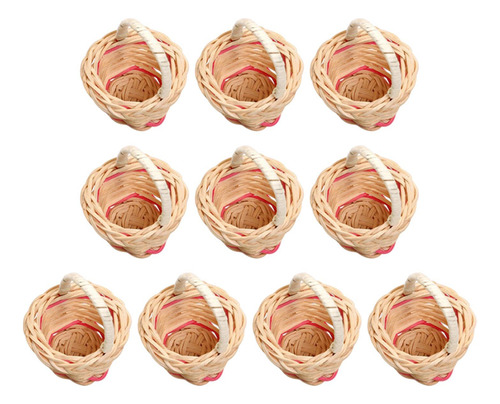 10 Cestas De Flores Tejidas De Mimbre Hechas A Mano,