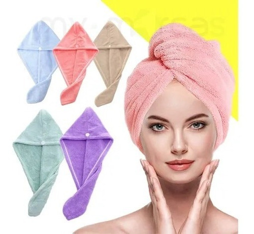 Toalla Para Secado Del Cabello Gorro Turbante Microfibra