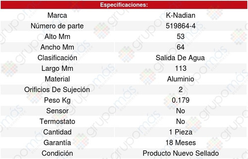 Toma Agua Jimmy 8cil 5.7l 83/83 K-nadian 8627548
