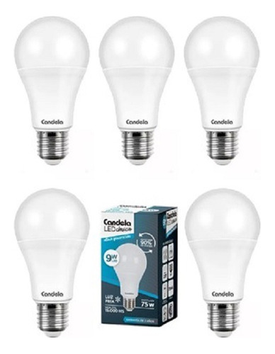 Kit 5 Lamparas Led 9w Luz Fria Alta Potencia=75w