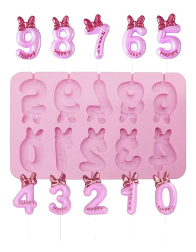 Molde Silicona Numeros Moño Para Chupetin Chocolate Lollypop