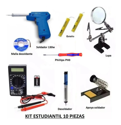 Kit Reparacion Celulares 10 Pzas Soldador 130w Lupa Estaño