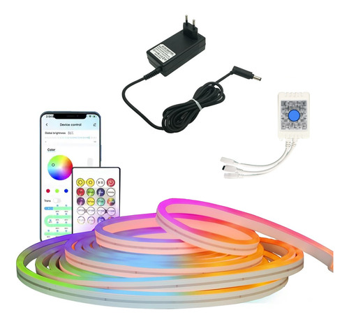 Tira Luz Led Neon 5 Mts Maxwell Rgb Configurable Bluetooth