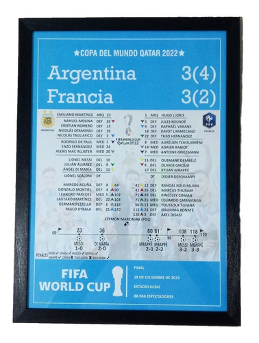 Cuadro De Fútbol Argentina Vs Francia Mundial 2022 33x45 Cm