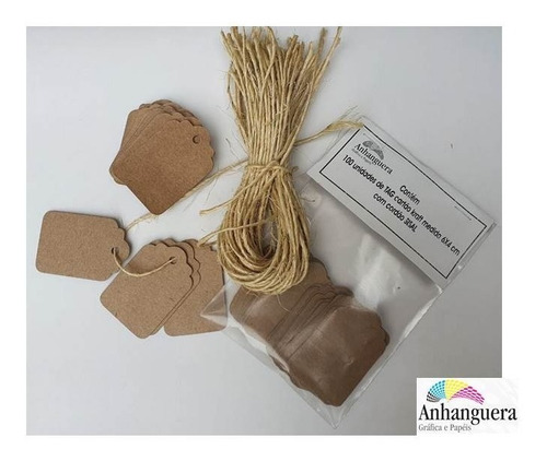 Tag Kraft 100 Unidades Com Cordão Sisal Grátis