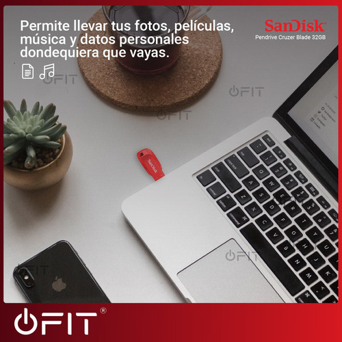 Imagen 5 de 10 de Pendrive Sandisk Cruzer Blade 32gb Usb 2.0 Rojo