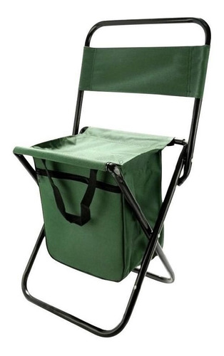 Cadeira De Camping Pesca Praia Com Bolsa Verde Desmontável