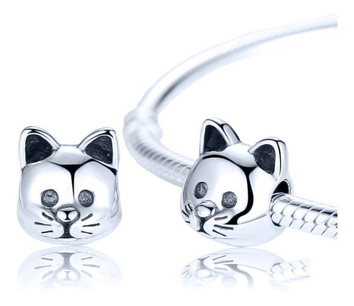 Charm Berloque Carinha Do Gato Prata