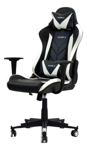 Cadeira Gamer e Escritório Racer X Rush ergonômica Branca com estofado de couro sintético