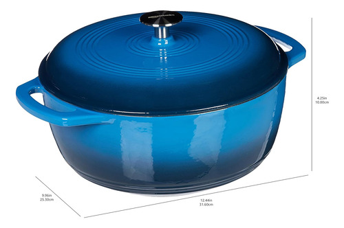 Horno Holandés Amazon Basics, Hierro Fundido, Cap 4l, Azul