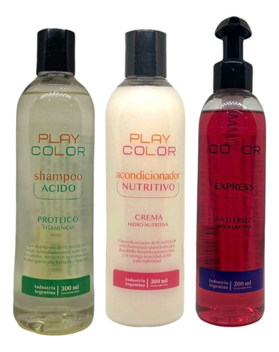 Shampoo Ácido+ Acondicionador+ Keratina Express Playcolor