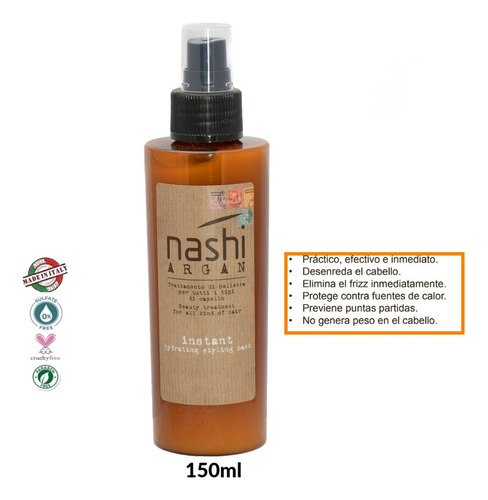 Mascara Hidratante Instant Nashi Argan Anti-frizz Capilar