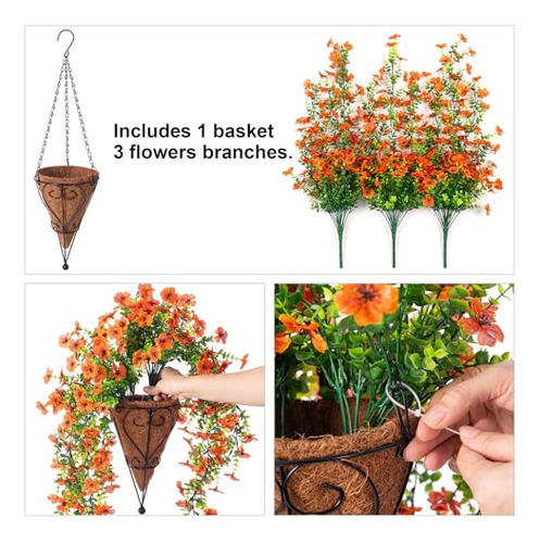Flores Colgantes Artificiales Falsas En Cesta Para Decoració