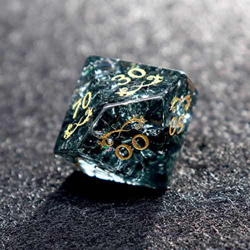 Haxtec Blast Glass Dnd Dados Set Negro Gemstone Polyhedral D