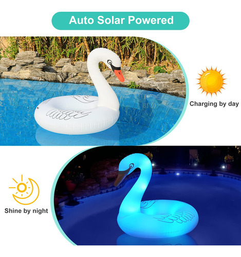 Flotador Inflable Forma De Cisne Con Luces Led De Colores