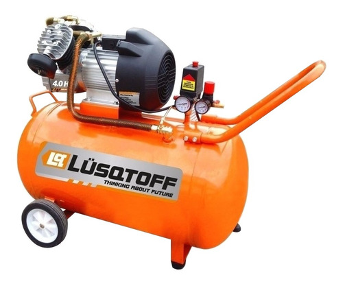 Imagen 1 de 2 de Compresor de aire eléctrico Lüsqtoff LC-40100 monofásico 100L 4hp 220V 50Hz naranja