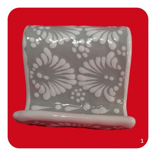 Imagen 7 de 7 de 2 Porta Celular De Talavera Poblana Gris Bases Diferentes