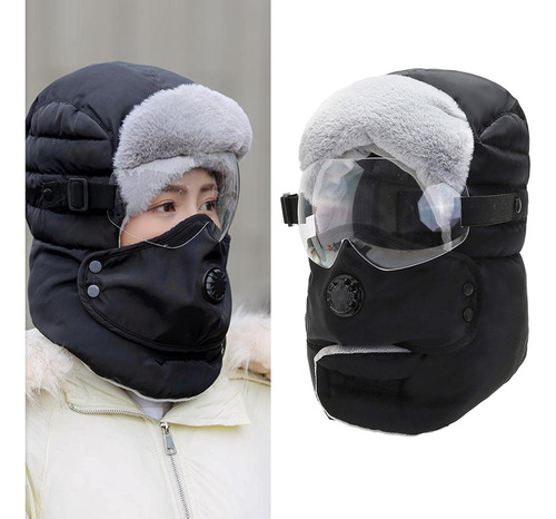 Unisex Balaclava Bufanda Filtro Gafas Transparentes Negras