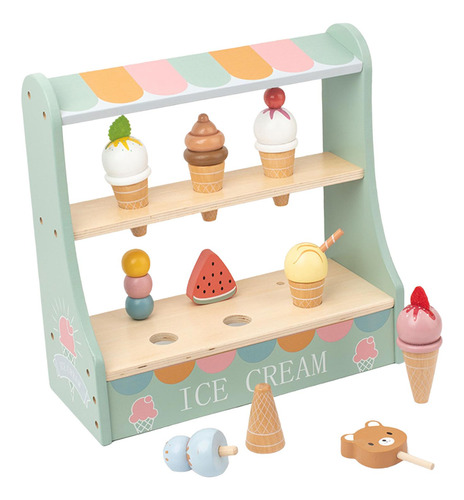 Juego De Juguetes De Helado Montessori Práctico Con Soporte