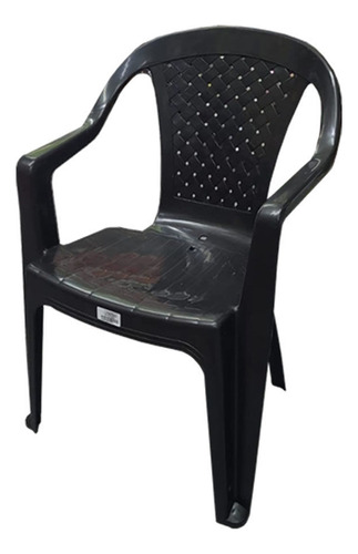 Silla Plastica Negra Con Posa Brazos Pvc