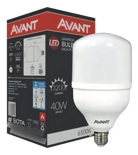 Kit Com 10 Lâmpadas Led De 40w Bulbo E27 6500k Branco Frio Luz Branco-frio