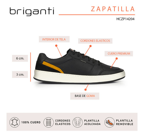Zapatilla Hombre Freeway Cuero Urbana Sneaker Briganti Goma
