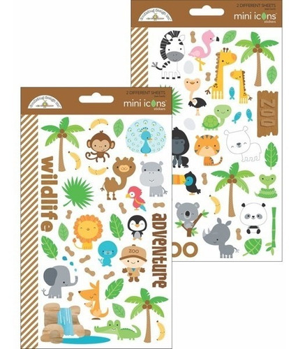 Mini Icons Stickers Doodlebug Scrapbook Planner At The Zoo