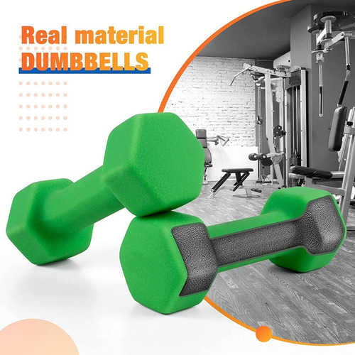 Mancuernas De Neopreno 2 Lb, Antideslizantes, Forma Hexagona