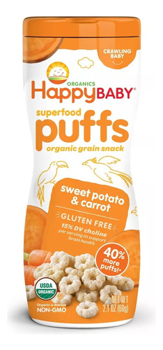 Snack Happy Baby Organics Puffs Camote Y Zanahoria 60 Gr 