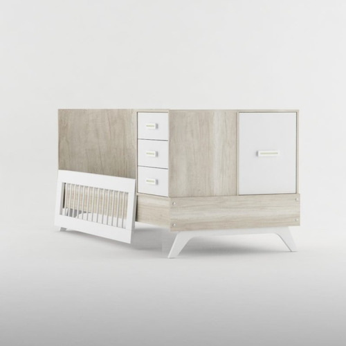 Imagen 3 de 10 de Cama Cuna Multifuncion 1 Plaza Cajones Mesa De Luz - Elsie